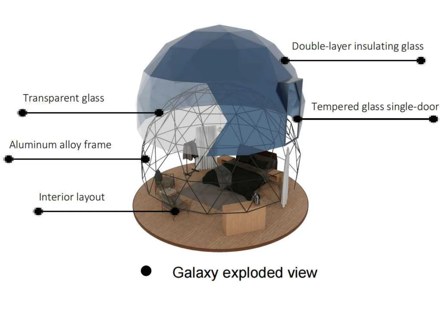 Modern Geodesic Glass Dome Tent with Private Bathroom Four-Season UV-resistant Fireproof for High-End Glamping Resorts