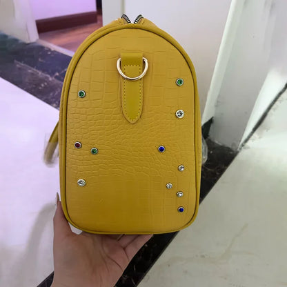 Luxury Large-capacity Travel Handbag For Women Versatile Crocodile Pattern Crossbody Bag Fashion Diamond Design Commuter Bag