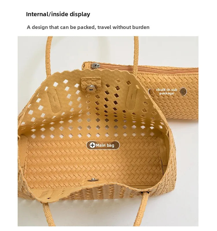 Weave Hollow Out Shoulder Bags for Women 2026 Summer Luxury Designer Hand Bag Females Beach Bags Handbags and Purses