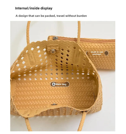 Weave Hollow Out Shoulder Bags for Women 2026 Summer Luxury Designer Hand Bag Females Beach Bags Handbags and Purses