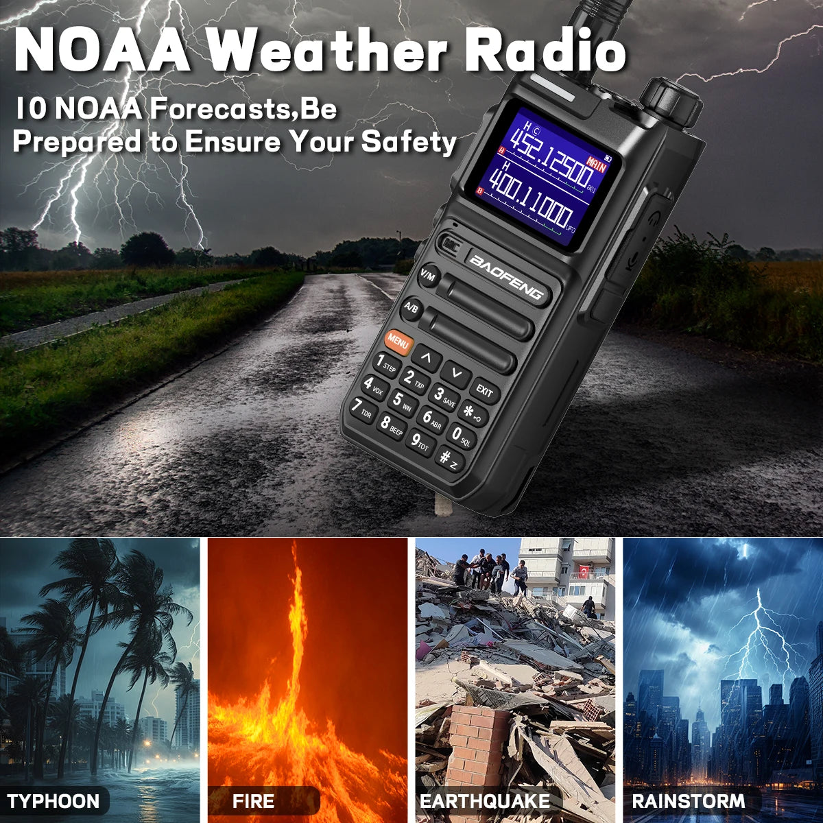Baofeng UV-26 Walkie Talkie 10W Multi Band Wireless Copy Frequency High Power 999 Channels NOAA with Type-C Charger Ham Radio