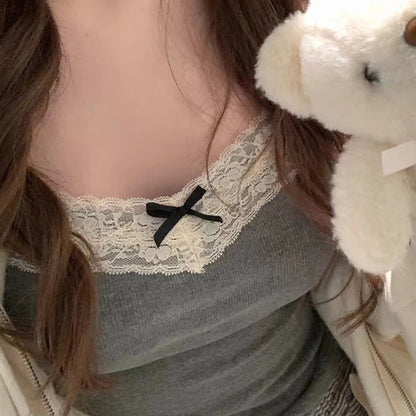Coquette Y2k Crop Top Summer Lace Tank Top Women Cropped Cute Camis Sexy White Crop Tops Female Korean Sleeveless Black Vest