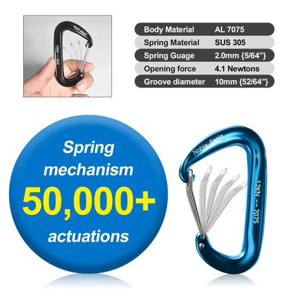 6Pcs 12kn Carabiner Set D Ring Heavy Duty Aluminum Tactical Carabiners Clips Camping Hiking Climbing Hook Hammock Outdoor Gear