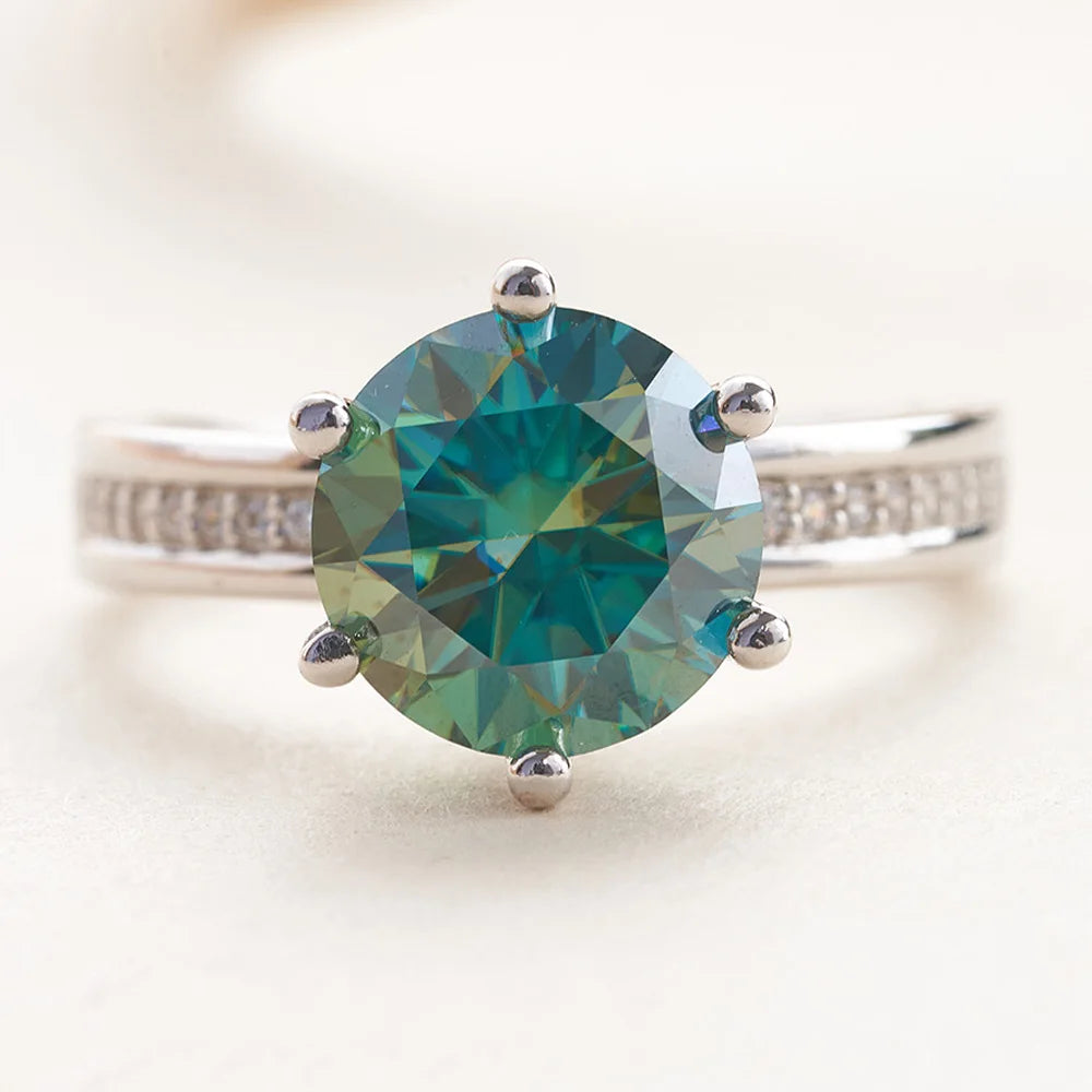 Certified 3CT Colorful Moissanite Engagement Rings for Women D Color Lab Diamond 925 Sterling Silver Luxury Wedding Band Jewelry