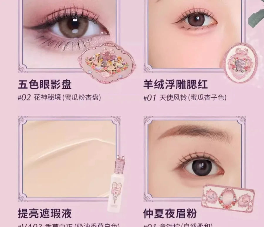 Flower Knows Set Midsummer Fairytales Make up Gift Box Eye Brow Palette Powder Blusher Eyebrow Concealer Lipgloss For Women