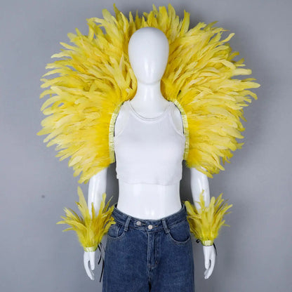 Elegant Women's 2-Piece Shawl Set Cosplay Feather Punk Style for Halloween Masquerade Ball Party Carnival New