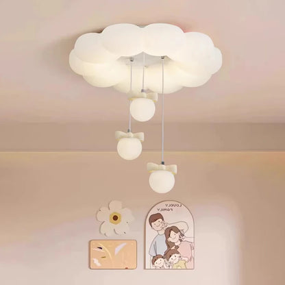 Children's Room Princess Room Cloud Ceiling Lights Pink Bow Bubble Ball Lamp LED Cream Style Romantic Girl Bedroom Ceiling Lamps
