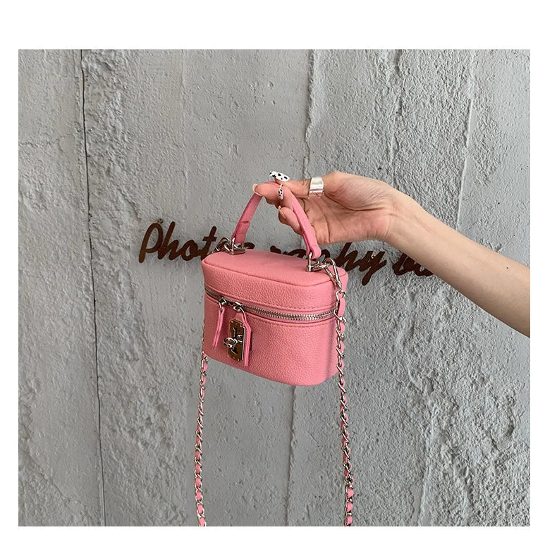 Women Square Handbags 2024 Summer Fashion Chains Crossbody Bags Texture PU Shoulder Bag Elegant Chic Mini Mobile Phone Bags