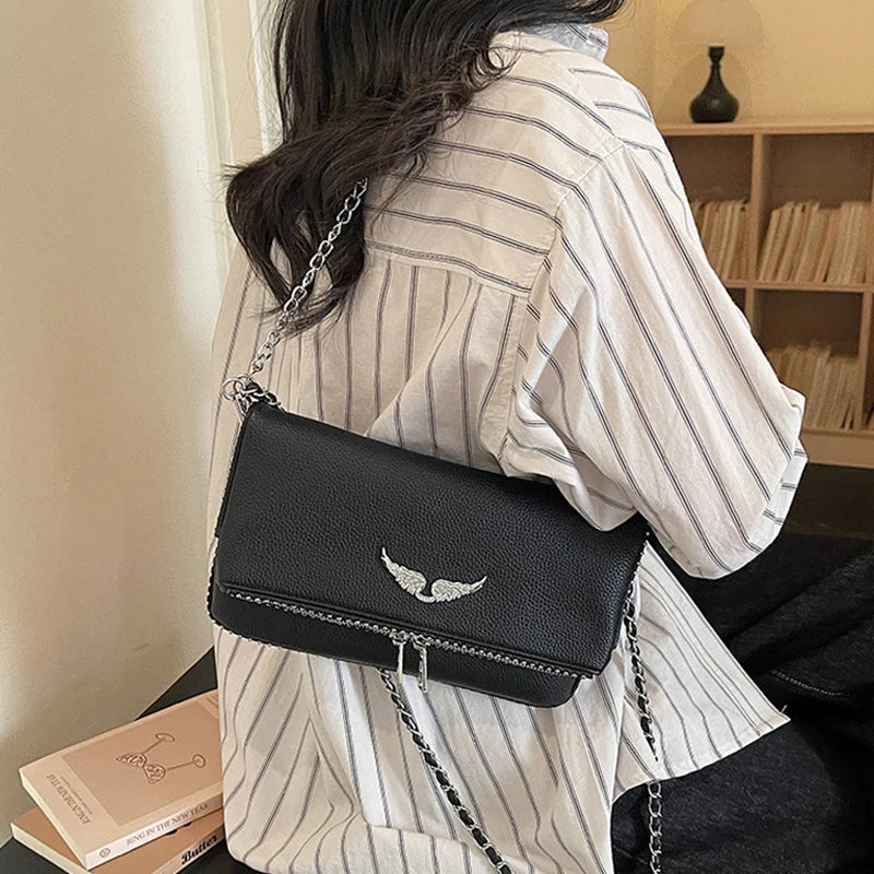 Fashionable Retro Ladies Chain-Shoulder Square Bag Luxury Textured Crossbody Shoulder Bag Women Handbags and Purses Underarm Bag