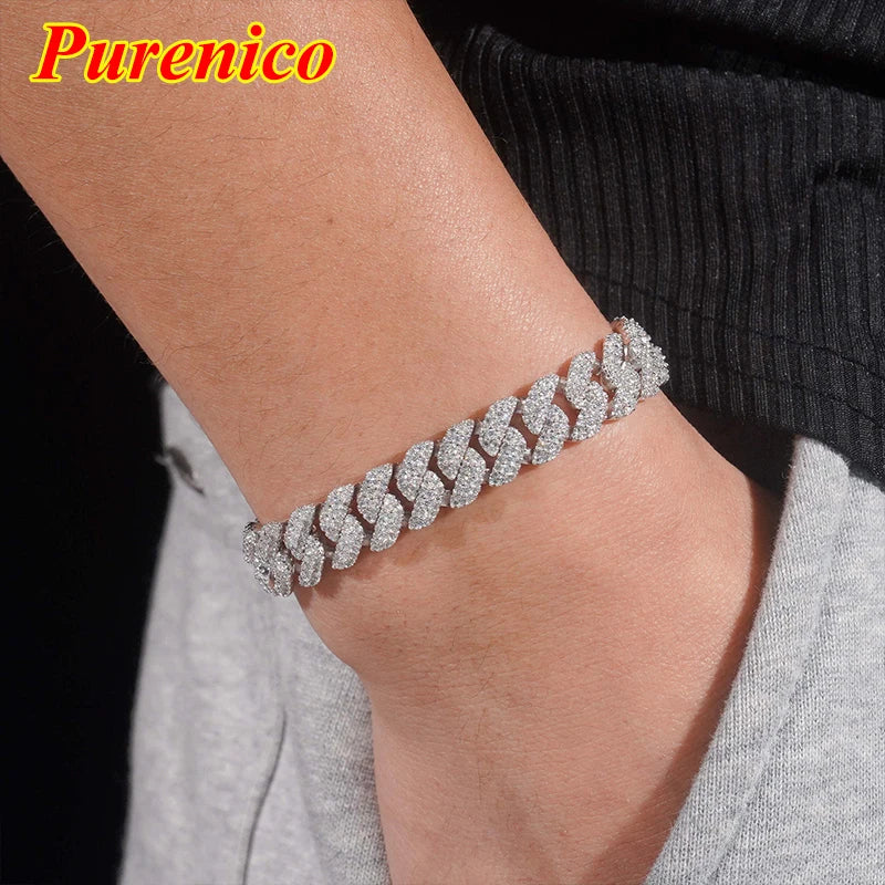 10mm Cuban Chain  HipHop Moissanite Necklace For Men Original S925 Sterling Silver Fine Micro Pave Moissanite Diamond Necklace