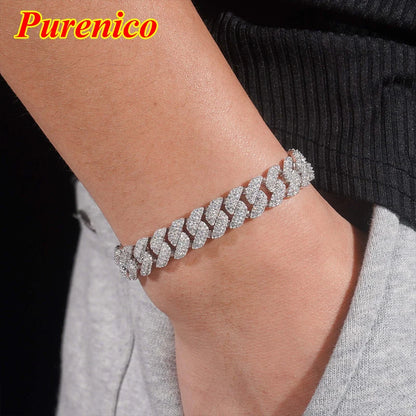 10mm Cuban Chain  HipHop Moissanite Necklace For Men Original S925 Sterling Silver Fine Micro Pave Moissanite Diamond Necklace