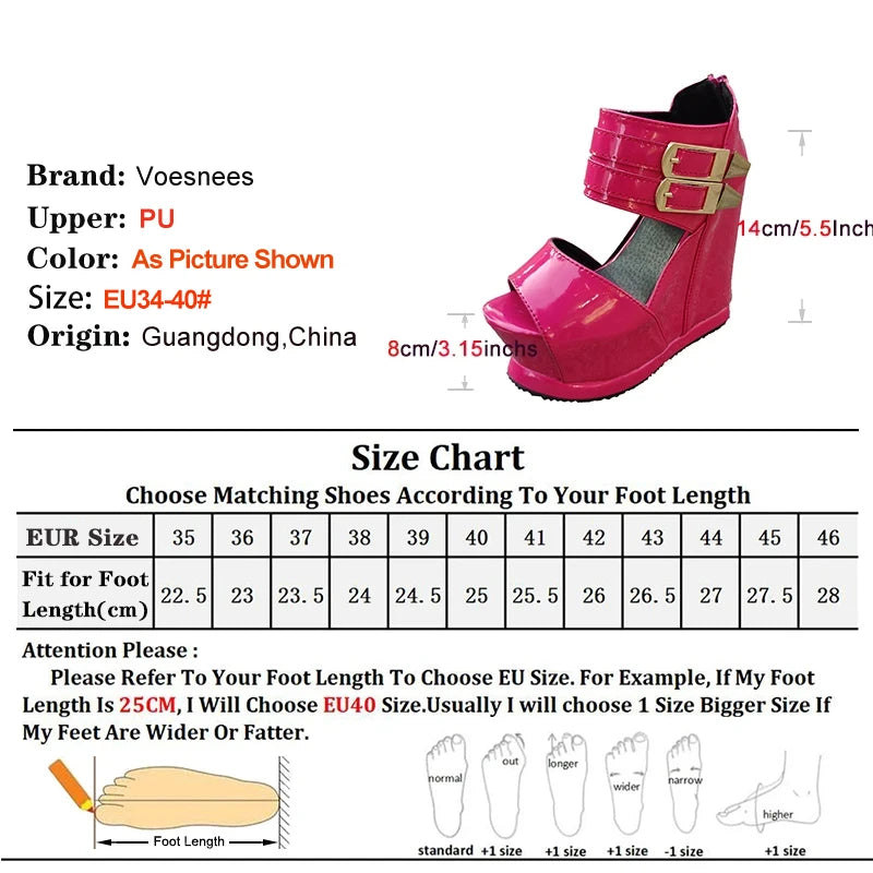 Casual Wedges Thick Platform Sandals 2024 New Women Stage Performance High Heels 14CM Summer Cross-dressing Shoes With Zipper