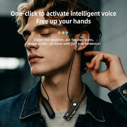 KEBIDUMEI 4-in-1 Neckband Bluetooth 6.0 Earphones ENC Noise Reduction Wireless Headsets Wired Mode TF Card FM Radio Headphones