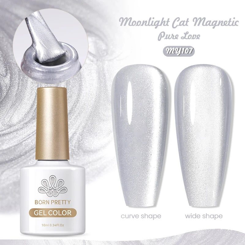 BORN PRETTY 10ml Cat Magnetic Gel Nail Polish Moonlight Glass Bead Water Light Crystal Soak Off UV Varnish For DIY Nail Art