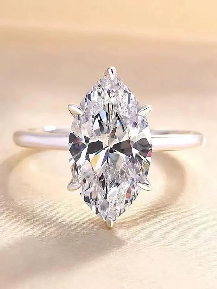925 Sterling Silver Simple Classic 1-3 Carats Marquise Zircon Ring For Women Engagement Wedding Luxury High Quality Fine Jewelry