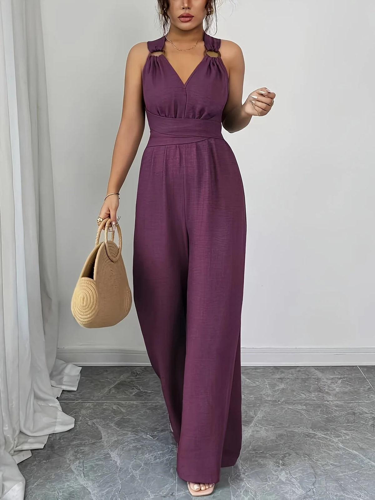 Jumpsuits women 2026 rompers new features fashion sexy V-neck backless cross-belt, wide-leg jumpsuit jumpsuits women's clothing