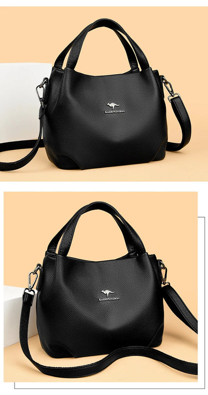 Genuine Soft PU Leather Handbags for Women Vintage Shoulder Tote Bag Luxury Designer Ladies Large Capacity Purse Bags Sac A Main