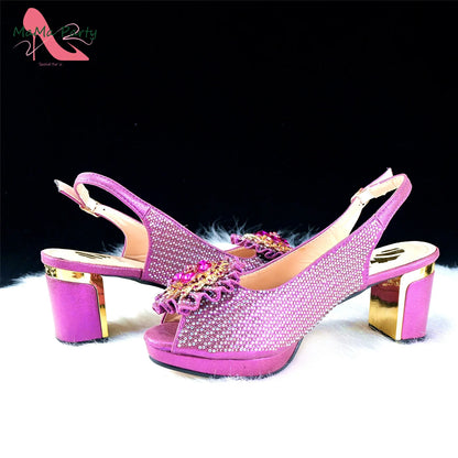 Mature Italian Women Shoes Matching Bag Set in Green Color 7 CM Comfortable Heels with Plaform Elegant Peep Toe Sandals