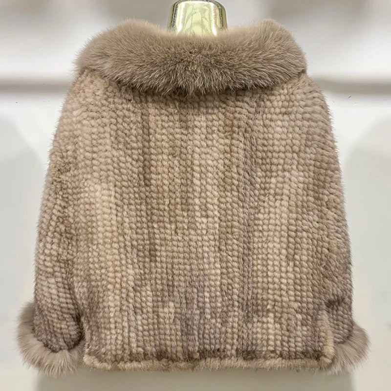New Real Mink Fur Poncho Knitted 100% Natural Real Mink Fur Shawl Natural Fox Fur Collar Cape Autumn Winter Mink Fur Scarfs