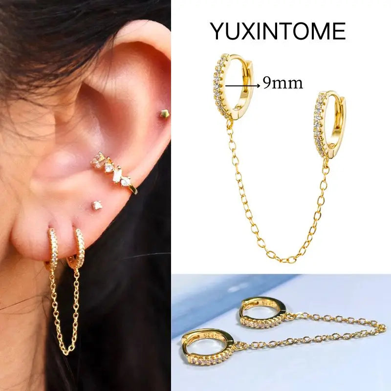 White Color Zircon Hoop Earrings 925 Sterling Silver Needle Cross/Star/Flower/Water Drop Pendant Gold Earrings Luxury Jewelry