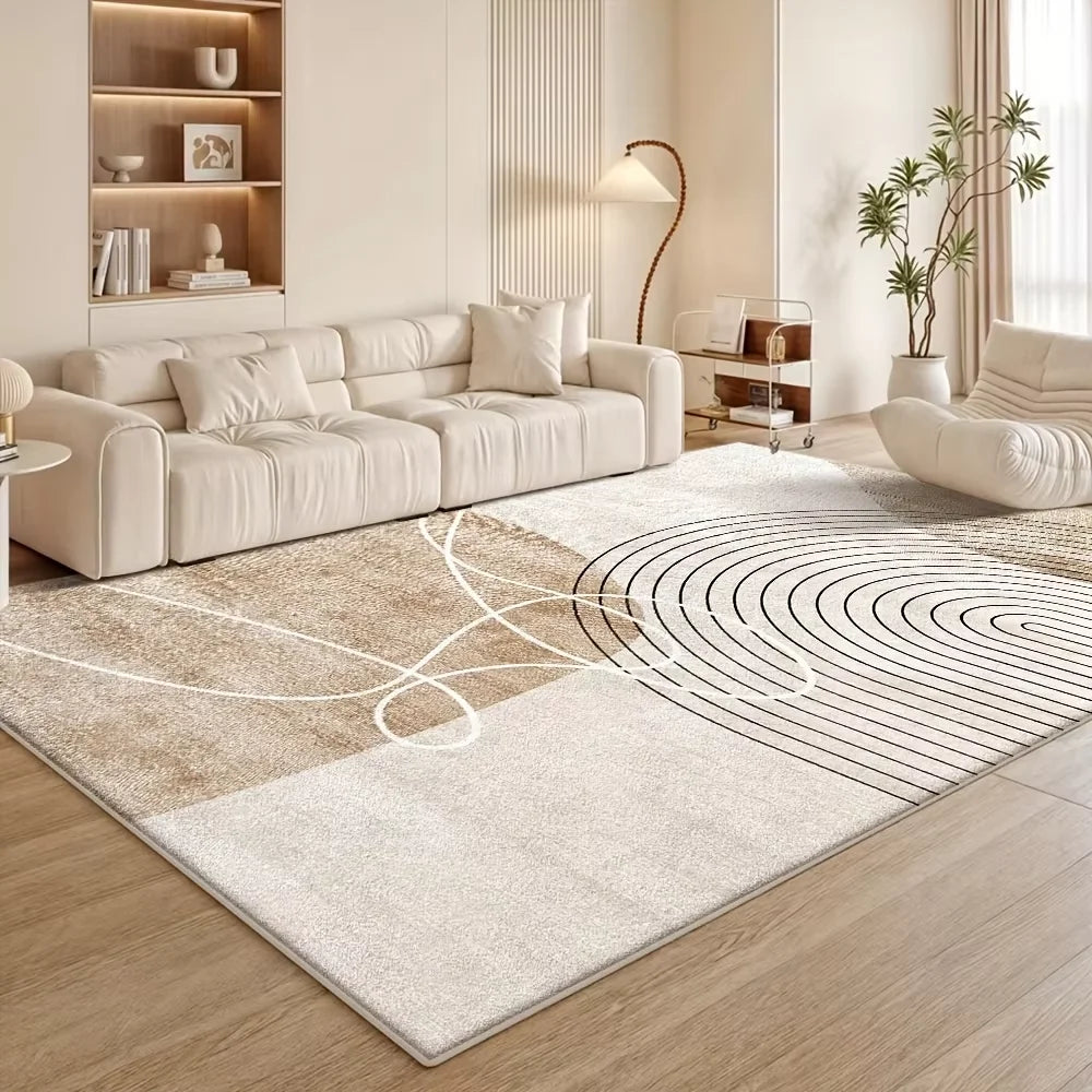 VIKAMA Flannel Carpet Modern Light Luxury Living Room Mat Bedroom Bedside Rug Simple Mat Large Rug Non-slip Washable Home Decor