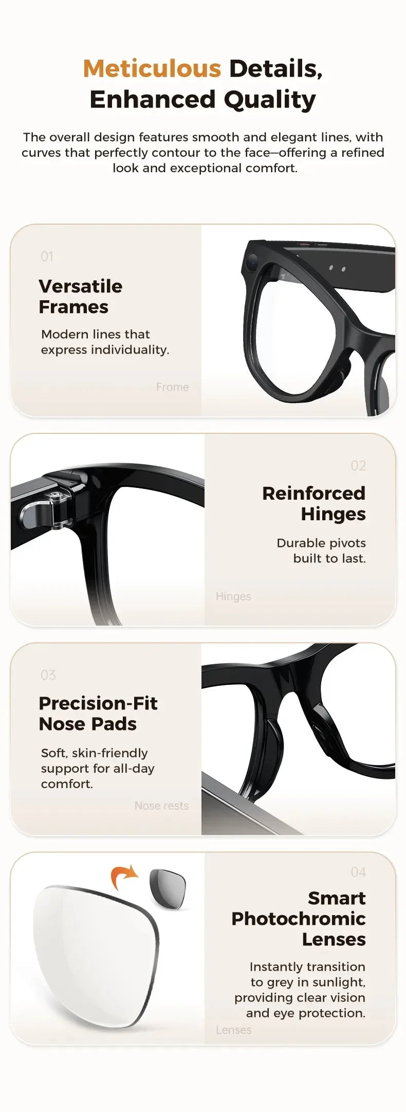 M02 Smart Sunglasses AI Translation 100+ Languages 8MP Camera Bluetooth Music Call Smart Glasses with Charging Box