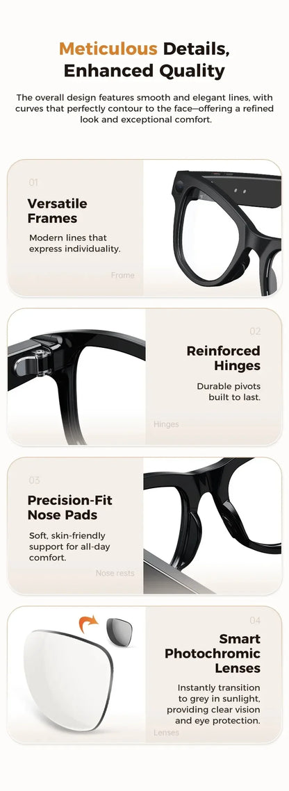 M02 Smart Sunglasses AI Translation 100+ Languages 8MP Camera Bluetooth Music Call Smart Glasses with Charging Box