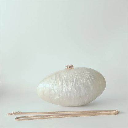 Oval Marble Beige Shell Acrylic Luxury Elegant Lady Evening Bag Cute Handbag Wedding Lady Girl Female Mini Purse