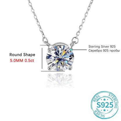 URMYLADY Moissanite Diamond 8.0mm 2CT Necklace For Woman Pendant 925 Silver Necklace For Women Chains Party Bridal Fine Jewelry