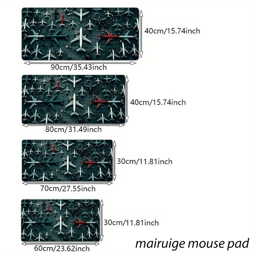Large Airfield Theme Large Mouse Pad Stitched Edges Non-Slip Rubber Base XXL Gaming Keyboard Desk Mat Office Laptop Accessories