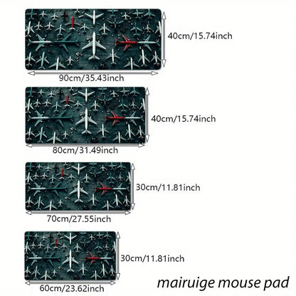 Large Airfield Theme Large Mouse Pad Stitched Edges Non-Slip Rubber Base XXL Gaming Keyboard Desk Mat Office Laptop Accessories