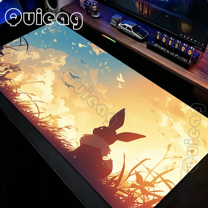 XXL Japan Anime Gamer Mouse Pad E-eevee Cabinet Kawaii Tablepad Pokemon Keyboard Rug Laptop PC Gaming Rubber Extended DeskMats
