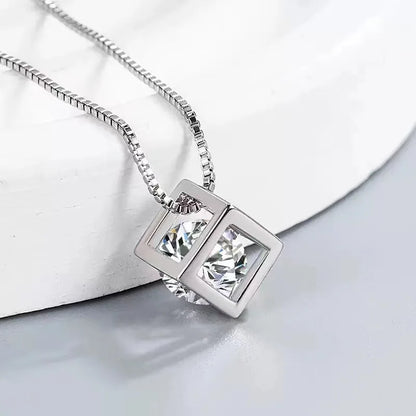 925 Silver Necklace For Women Zircom With White Gold Plated Lab Diamond Sterling  Silver Jewelry Wedding Pendant