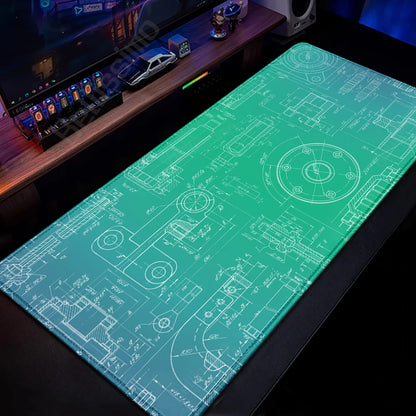Mouse Pad Gaming Accessory Mechanical Drawing Large HD Mousepad XXL MousePad Natural Rubber Carpet Non-Slip Table Mat Office Rug