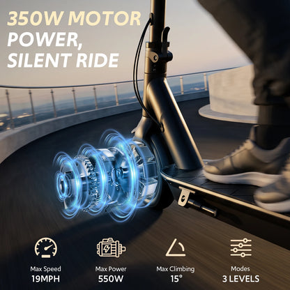 Electric Scooter Adults, Folding E Scooter with Built in Side Light, Max 19MPH, 12-19Miles Range, 550W Powerful Motor