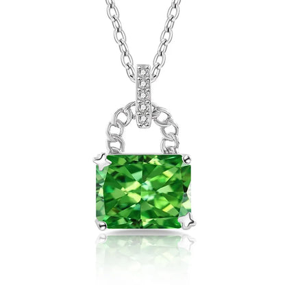 925 Sterling Silver Elegant Fashion High Carbon Diamond Ice Flower Cut Small Lock Pendant Necklace Daily Versatile