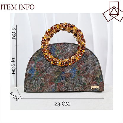 Multicolor Glitter Rhinestone Ring Handle Evening Clutch And Women High Heels Shoes Set Wedding Party Matching Bag