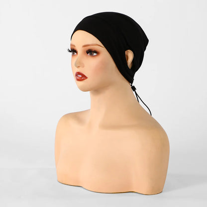 Jersey Cotton Muslim Women Under Hijab Cap With Ear Hole Inner Hijab Cap Round Forehead Underscarf Bonnet Femme Musulman