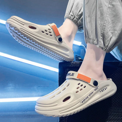 Men's Slippers EVA Hole Men's Sandals Non-Slip Slippers Thick Soft Platform Casual Slides Fashion Mules Shoes Outdoor Big Size