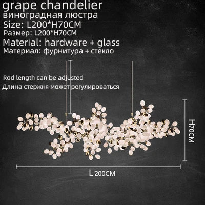 Nordic Luxury Grapes Bunch Hanging Chandelier Lamp for Dining Room Living Room Loft Villa Hotel Hall Decor Pendant Lights