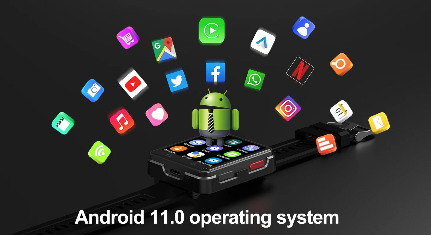 S222 4G Smart Watch Android 11 MTK6761 Quad Core 4GB Ram 64GB Rom Dual Cameras 2.64" Large Screen Detachable WIFI GPS Smartwatch