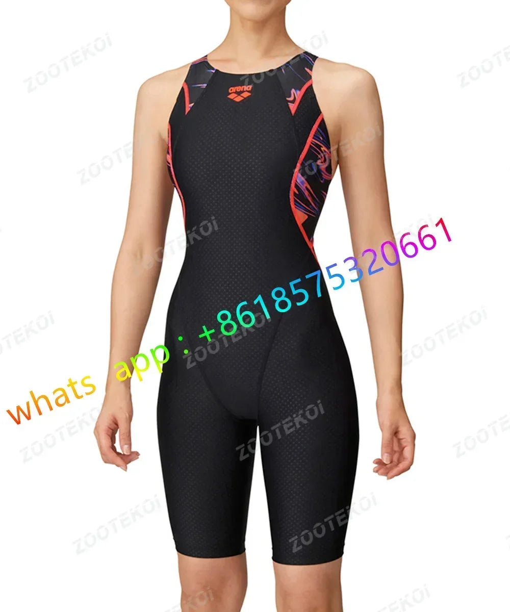Womens One Piece Bodysuit Swimsuit Triathlon Competitive Pro Training Knee Length Swimwear Swimming Pool Comfort Bathing Suit