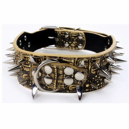 Spiked Dog Collar And Leash Set, Rivet Leather Dog Collar Adjustable Dog Collar For Outdoor Walking