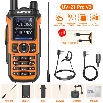 Baofeng UV-21 PRO Walkie Talkie Wireless Copy Frequency 16 KM Long Range TYPE-C V2 Two Way Radio Ham CB Radio UV-5R UV-17