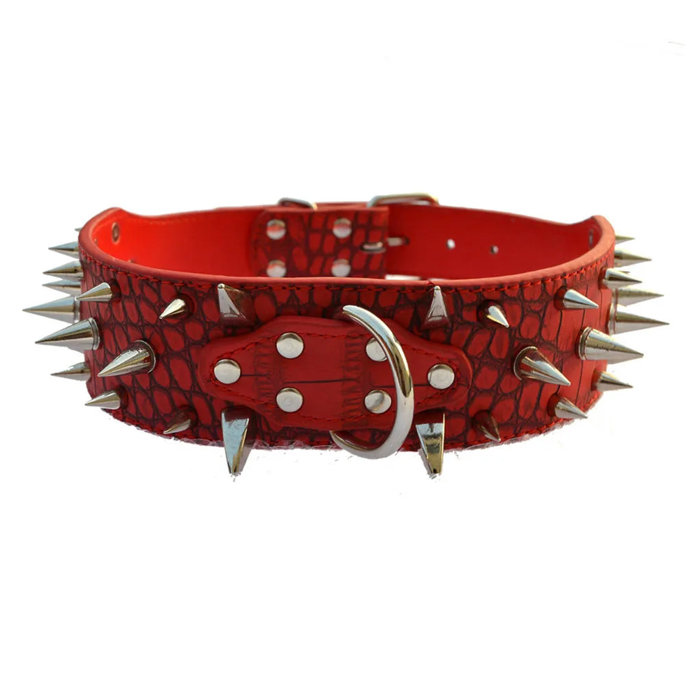 The Mighty Large Spiked Studded Dog Collar Protect Dog's Neck from Bites Durable & Stylish Dog Spike Collar for Mastiff Pitbull