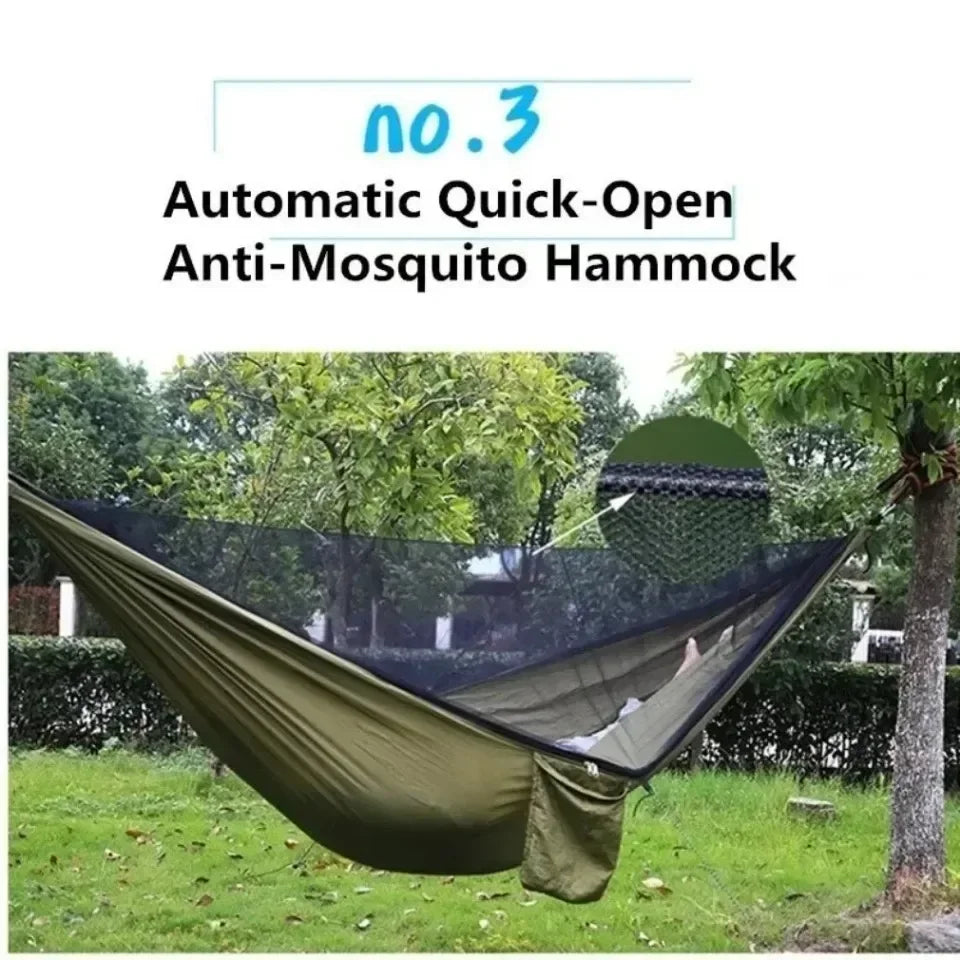 Outdoor Hammock with Integrated Mosquito Net, Camping & Leisure Hanging Bed