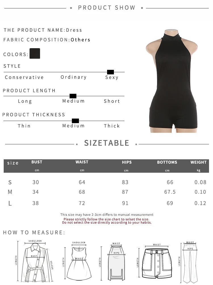 Whatiwear Playsuits Women Backless Turtleneck Sleeveless Solid Skinny Sexy Midnight Simple Classic Party Hottie Streetwear