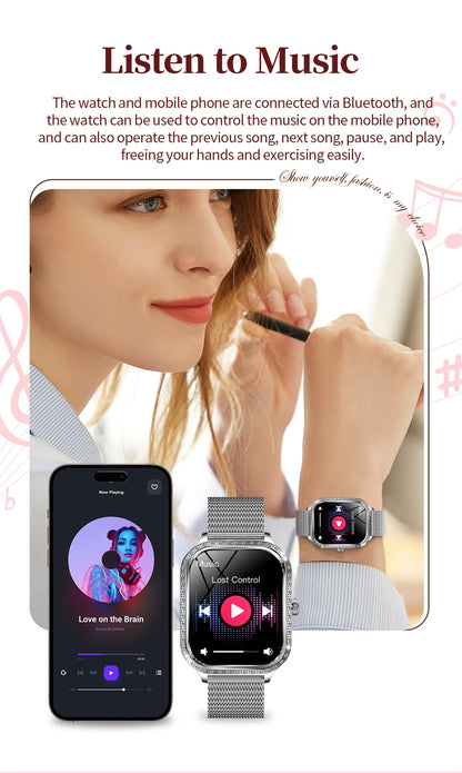 Fashion Women Diamond Watch 1.75 inch 360*360 HD Display Heart Rate Blood Oxygen Monitoring Bluetooth Call Smartwatch 2026 New