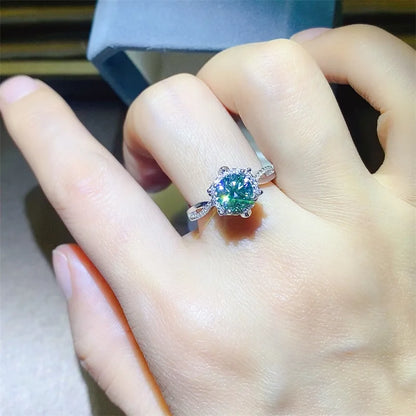 100% Original Certified 18K platinum PT950 Royal Manor 2 Carat Green Moissanite Ring Diamond Ring Comes with Certificate