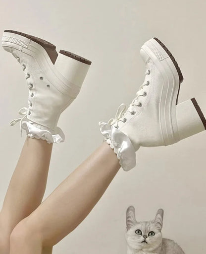 Women Platform Sneakers Luxury Brand Women Boots Fashion Outdoor Skateboard Shoes Women High Top Canvas Sneaker Plus Size 36-42
